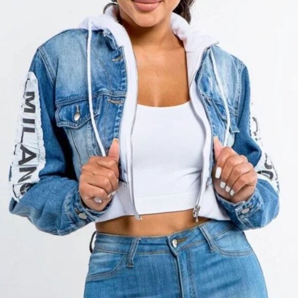 American Bazi Jackets & Blazers - Stylish fashion icon CROP Jean Jacket